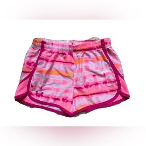 Under Armour Girls Loose Fit Heat Gear Shorts - Size L -Tye Dye-Shades of Pinks